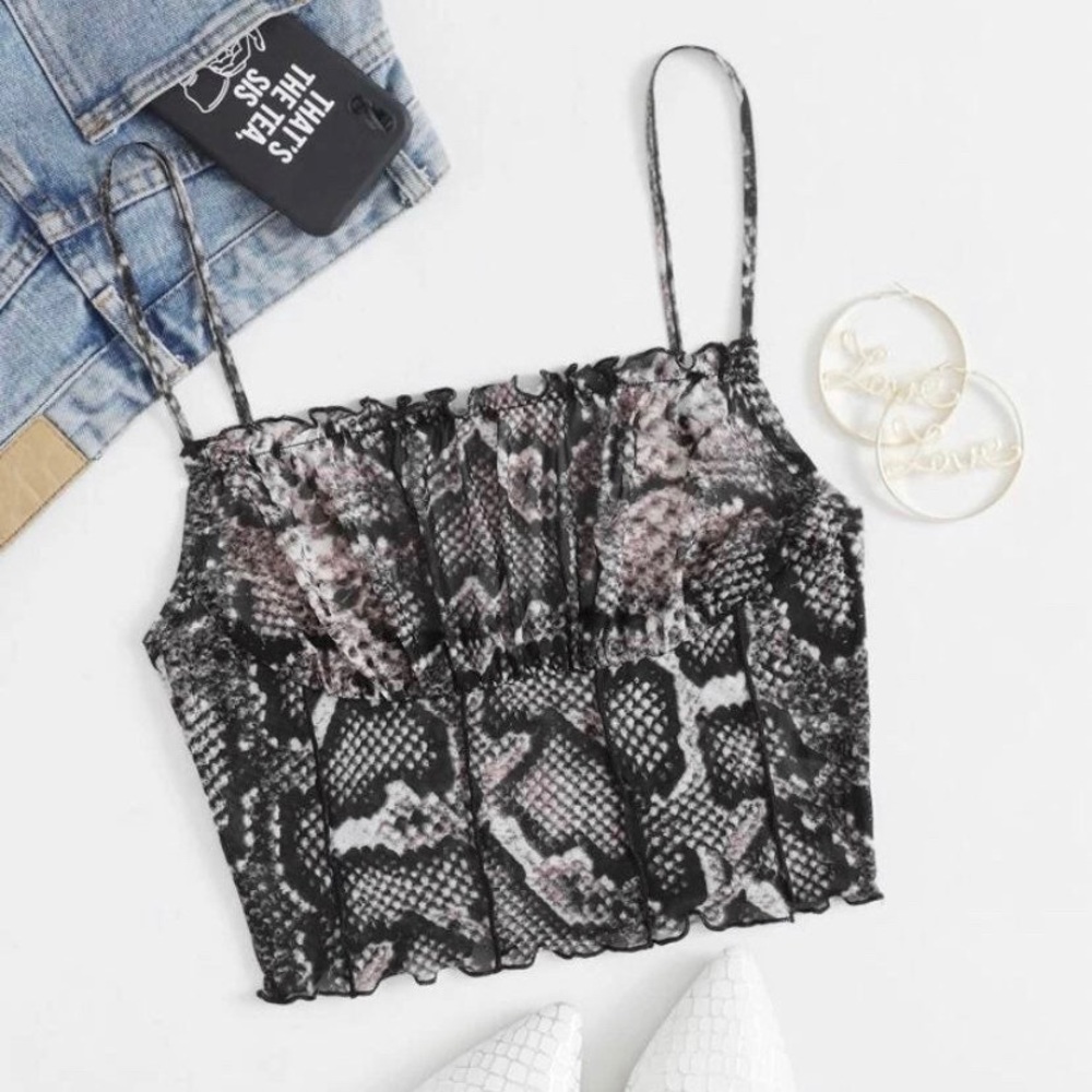 Mesh snakeskin top